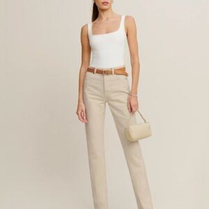 Reformation Cynthia High Rise Straight Jeans (Almond) Size 26
